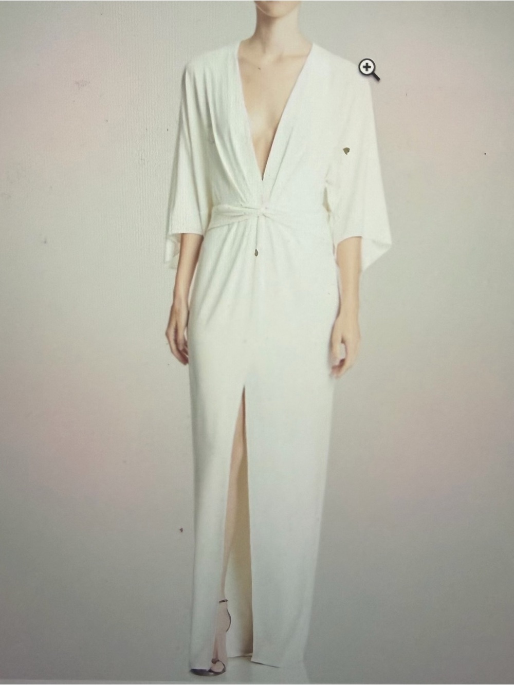 Halston Heritage Ivory Plunge Twist Gown Size 6